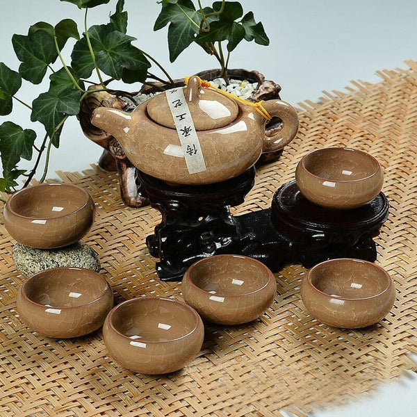 7 Pcs Drinkware Gifts  Dehua Colorful Cup Ceramic Tea Set China Kung Fu Tea Cup
