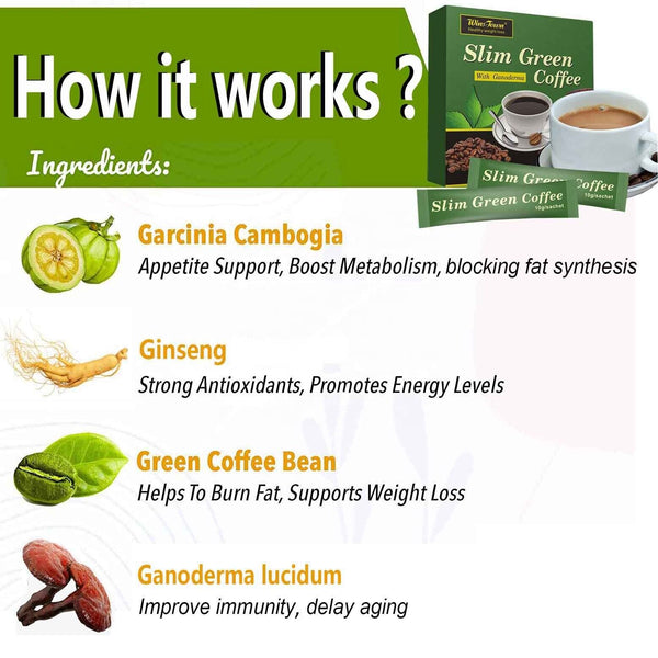 Slim green Coffee slimming herbs weight loss instant Ganoderma coffee 180g