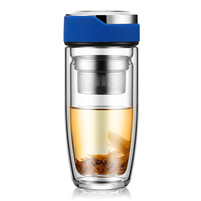 Double Glass Water Bottle Tea Transparent Bottles Stainless Steel Bottle Infuser