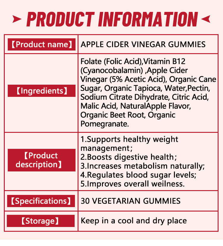 Slim Detox Weight Loss Apple Cider Fit Keto ACV 30 Gummies