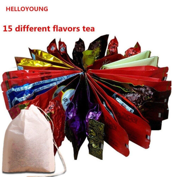 Milky Oolong, Dahongpao Black Tea  Tieguanyin Green Tea Set 15 Bags in Total