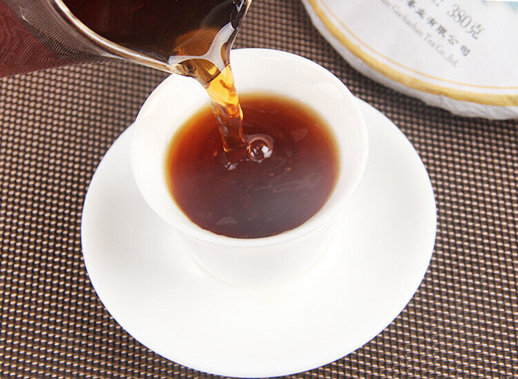 HelloYoung Long Yuan No. Pu'er Ripe Tea Cake Ancient Tree Yunnan Seven Seeds Cake 380g/cake
