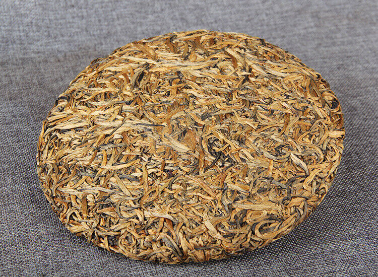 HelloYoung Nonpareil Organic Yunnan Golden Bud Cake Compressed Tea Dian Hong Black Tea 357g