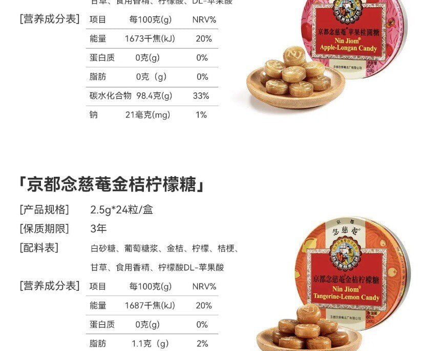 Kyoto Nianchi An Loquat Throat Moisturizing Sugar Mint Tablets Pipa Sugar 60g