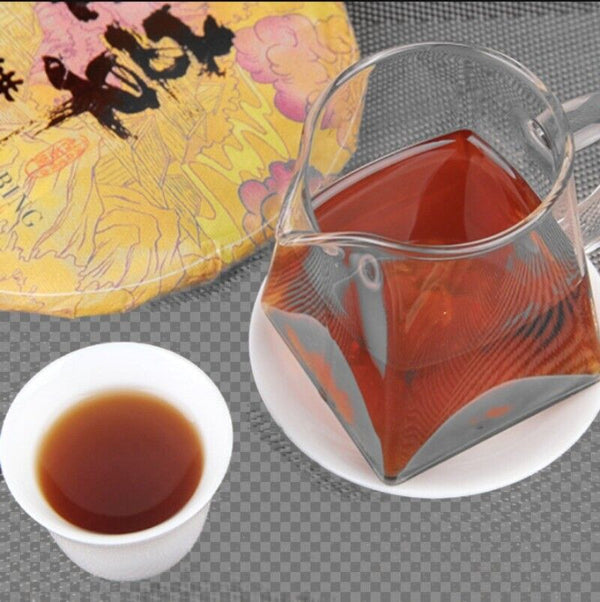 HelloYoung Puerh Ripe Tea Golden Bud Banzhang Puerh Tea Cake Ancient Ripe Tea 357g/12.59oz