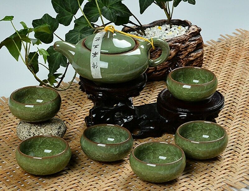 7 Pcs Drinkware Gifts  Dehua Colorful Cup Ceramic Tea Set China Kung Fu Tea Cup