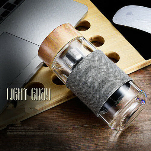 Portable Glass Tea Water Bottle Stainless Steel Filter Bottle Tumbler Drinkware