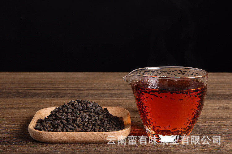 500g Yunnan Puerh Ripe Tea, Menghai Glutinous Fragrance Tea Fossilised Loose Tea