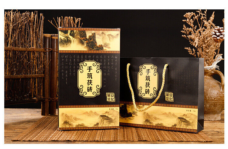 HelloYoung 1kg Hunan  Anhua black tea hand-built por tea brick golden flower black tea