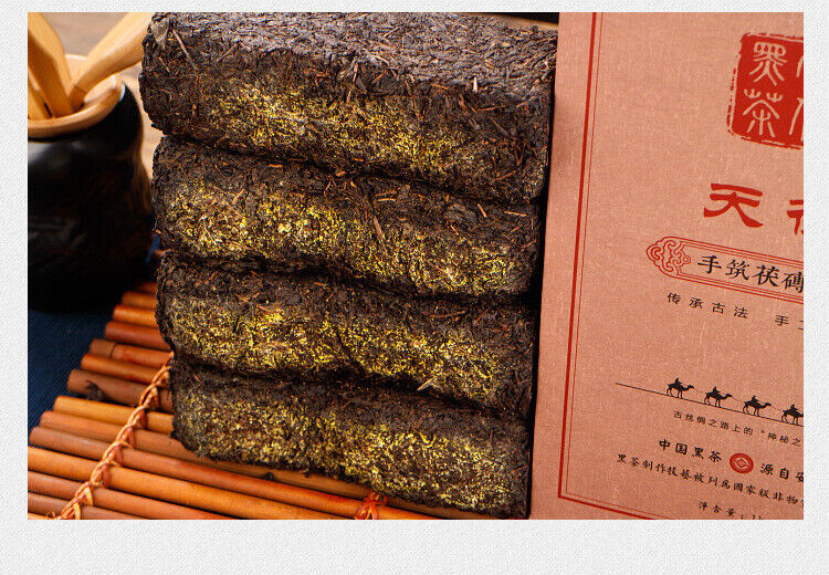 HelloYoung 1kg Anhua black tea Jinhua handmade Fu brick tea Tianjian raw material black tea