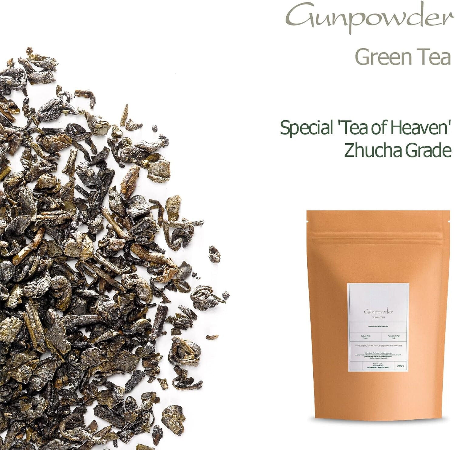 Gunpowder Green Tea from China - Heaven Tea - Pellet Tea - Zhu Cha Zhucha 100g Secondary image