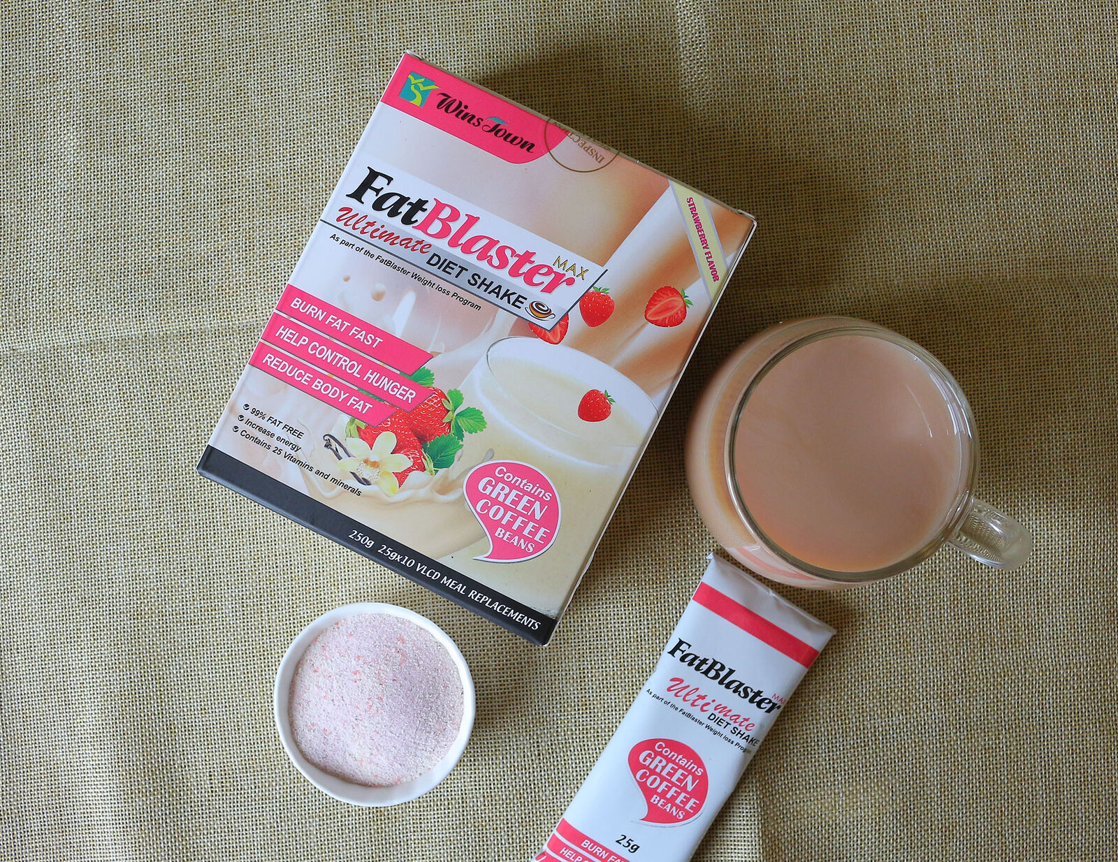 Fat Burner Meal Milk  Fat Blaster Strawberry Diet Shake Green Coffee
