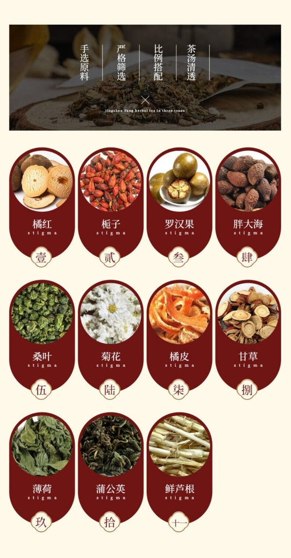 Tangerine Peel Gardenia Lo Han Guo Chrysanthemum Mint Herbal Tea Bags