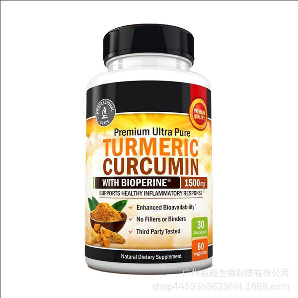 1500mg Turmeric Curcumin Capsules with Biopterin High Absorption Triple Strength
