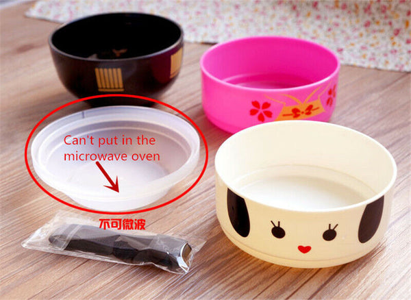 Japanese-style Cartoon Bento Box Round Plastic Lunchbox Microwaveable Tableware