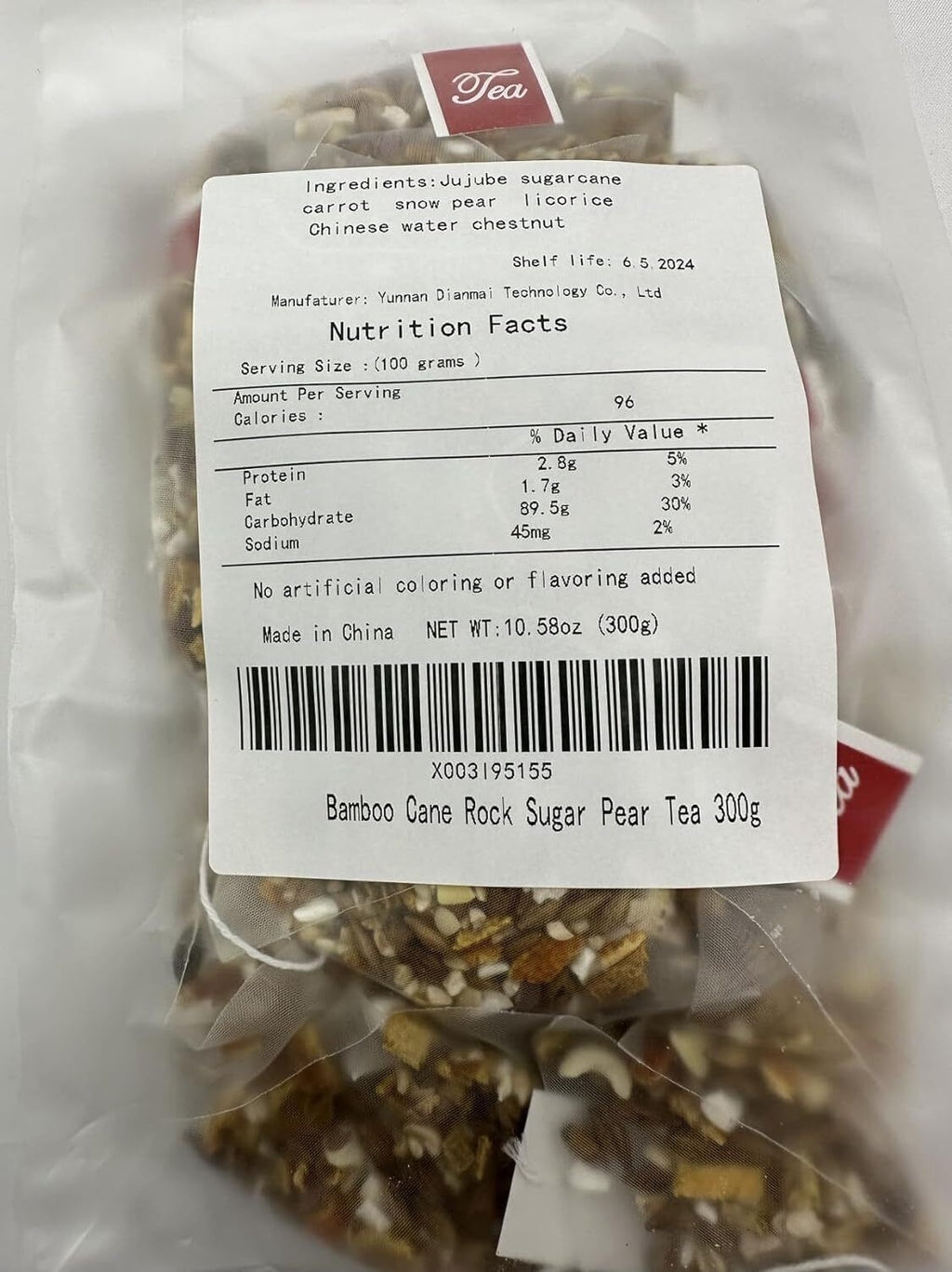 竹蔗茅根雪梨茶 Bamboo Cane Rock Sugar Pear Tea 300g 10.6Oz. (25package)