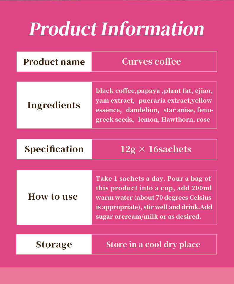 Curves Coffee Breast Enhancement Big Breast Herbal Instant Coffee 12g*16bags