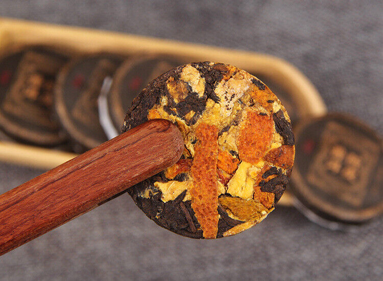 HelloYoung 500g Yunnan Chenpi Pu'er tea cake citrus ripe tea black tea small jade cake