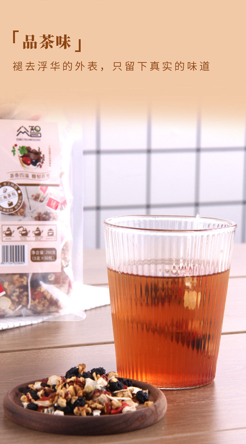 Ginseng Five Treasures Tea, Maca Dried Slices, Mulberry, Goji Berry, Red Dates
