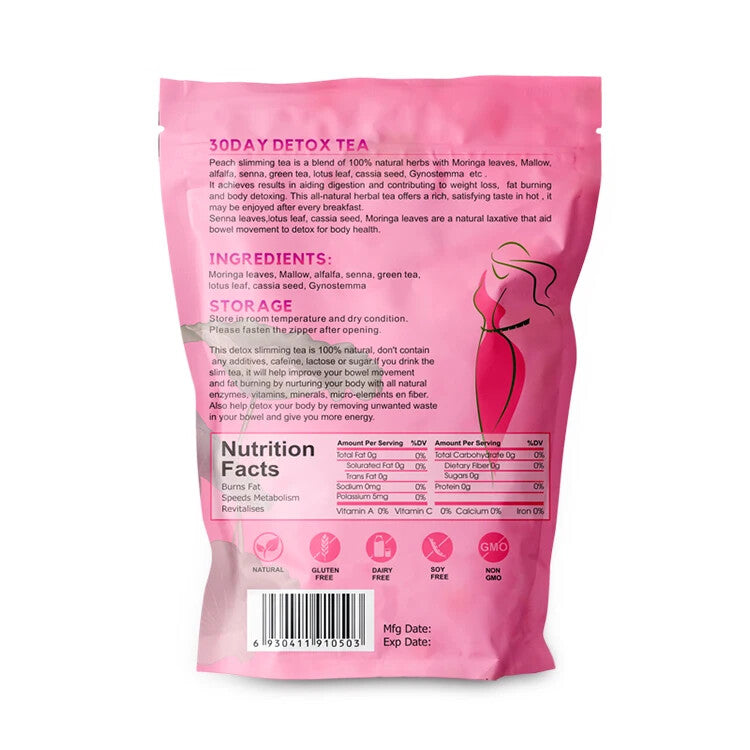 30 Day Detox Slimming Tea Peach Fruit Tea Bags Flat Tummy Tea Shaped Skinny
