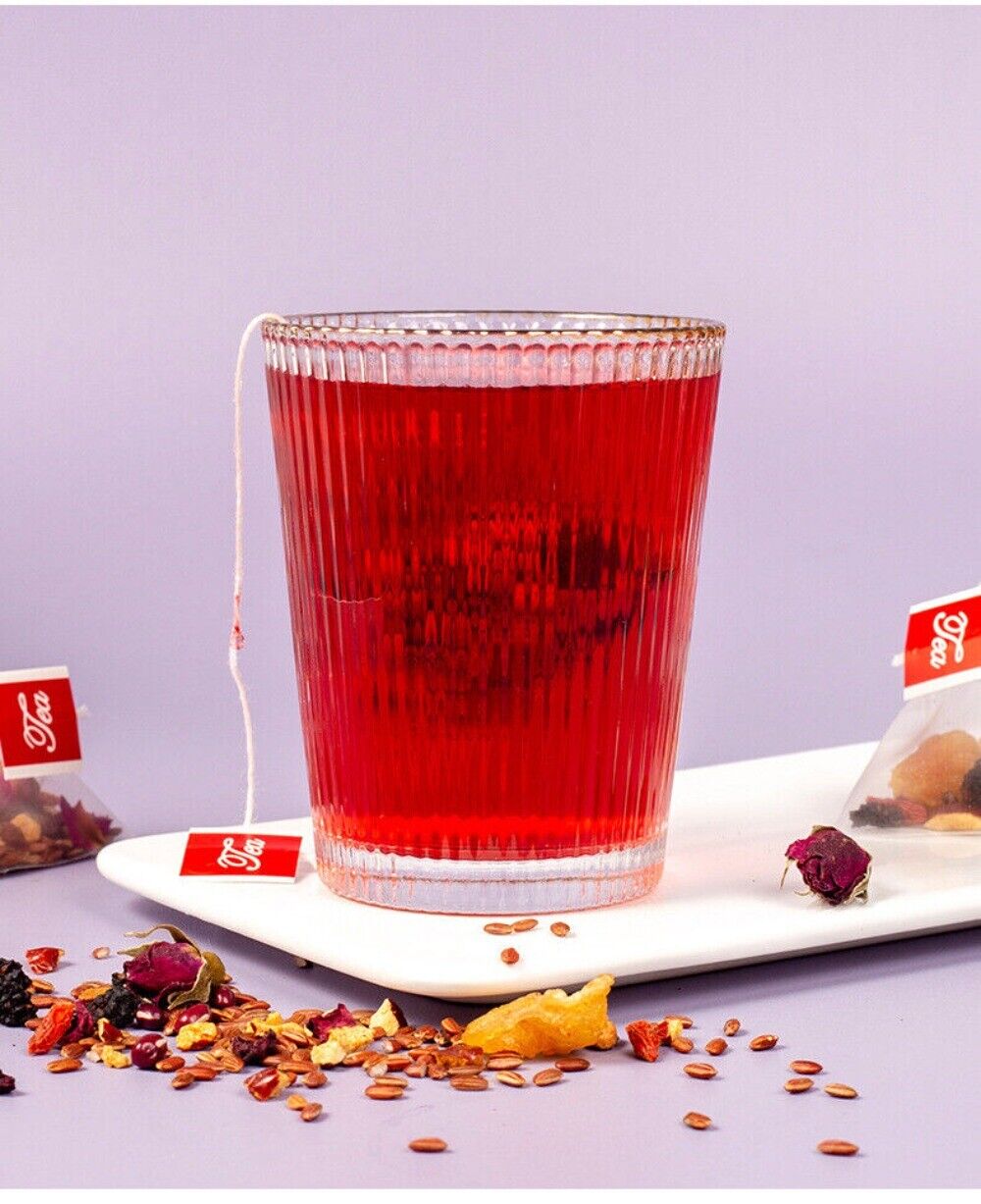 5 Red Herbal Tea Pyramid Bags Dates Beans Rice Mulberry Goji Wellness Blend