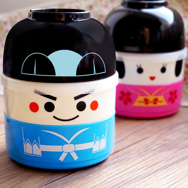 Japanese-style Cartoon Bento Box Round Plastic Lunchbox Microwaveable Tableware