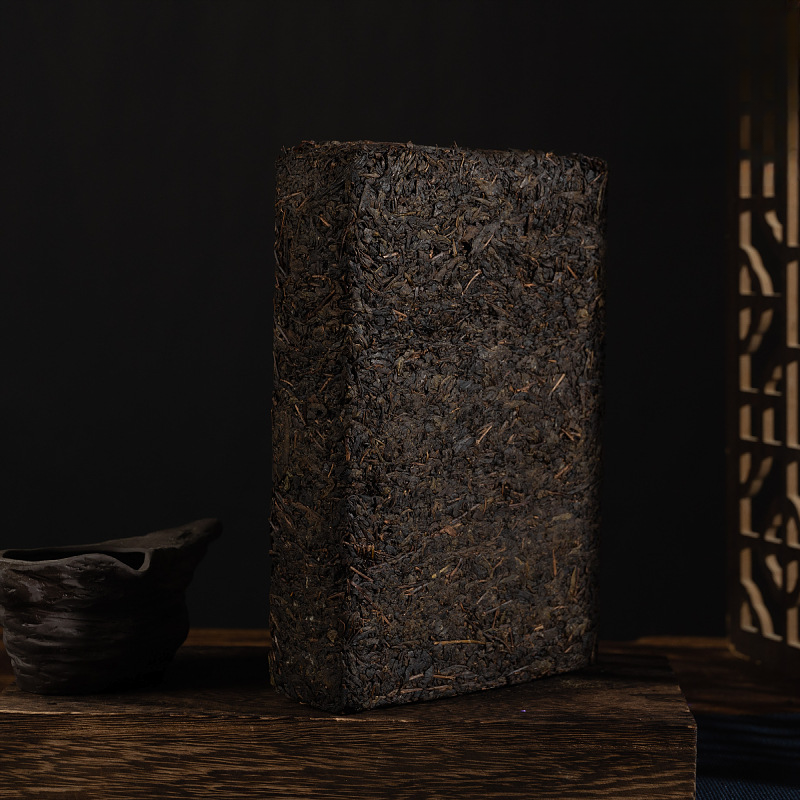 HelloYoung 1kg Hunan Anhua Black Tea Aged Tea Hand-built Fu Brick Golden Flower Black Tea