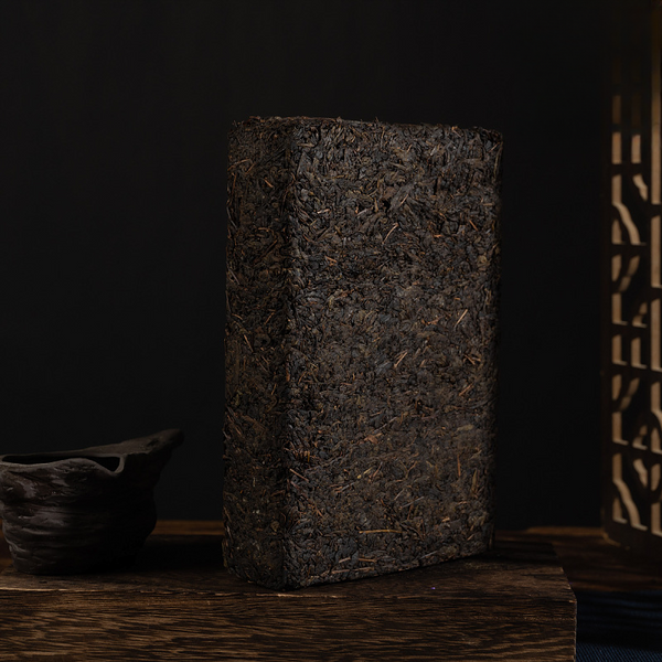 HelloYoung 1kg Hunan Anhua Black Tea Aged Tea Hand-built Fu Brick Golden Flower Black Tea