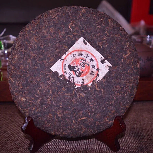 Yunnan Pu Erh Tea China Tea Shu Puer Ripe Cake Cooked Menghai Golden Buds 357g