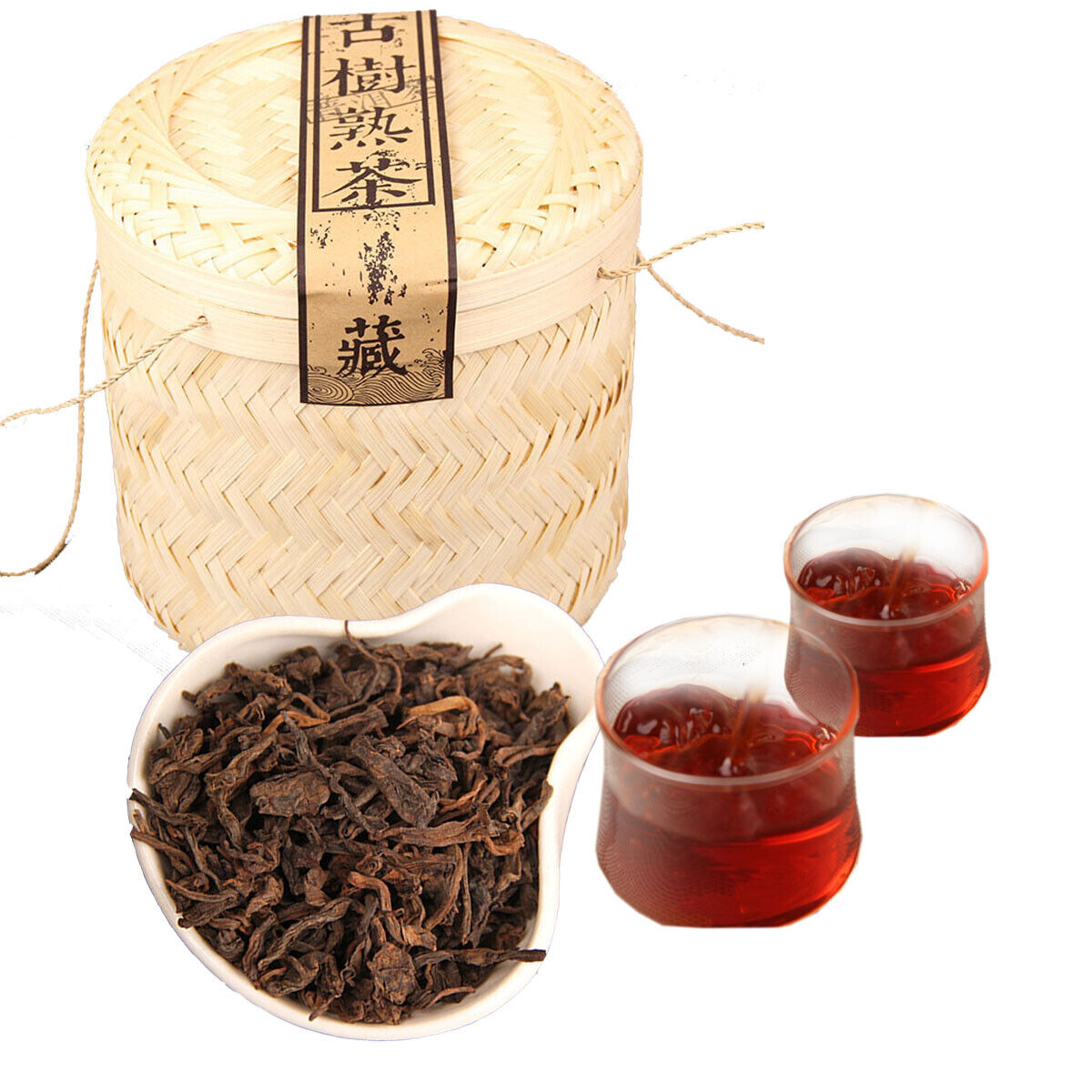 HelloYoung Ancient Tree Bamboo Basket Packing Spring Puer Tea Ripe Puerh Tea Loose Tea 800g Secondary image