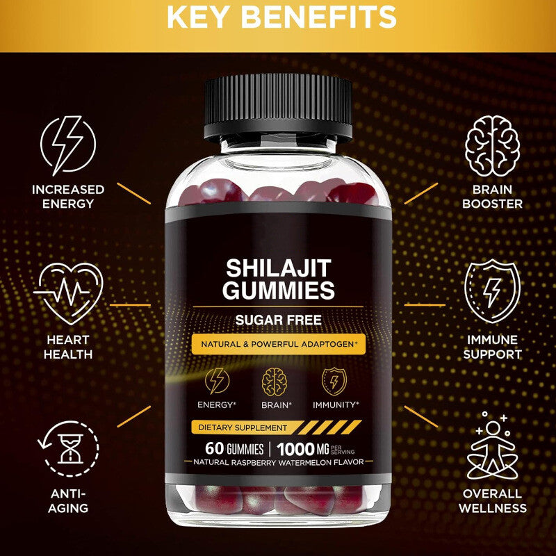 Fulvic Acid NonGMO 60 Gummies Pure Shilajit 1000mg Asphaltum Naturally Occurring