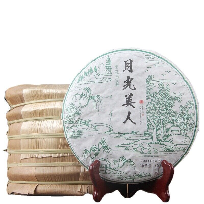 HelloYoung 357g Yunnan Tea Puerh Tea Moonlight White Cake Jingmai Mountain Arborvitae