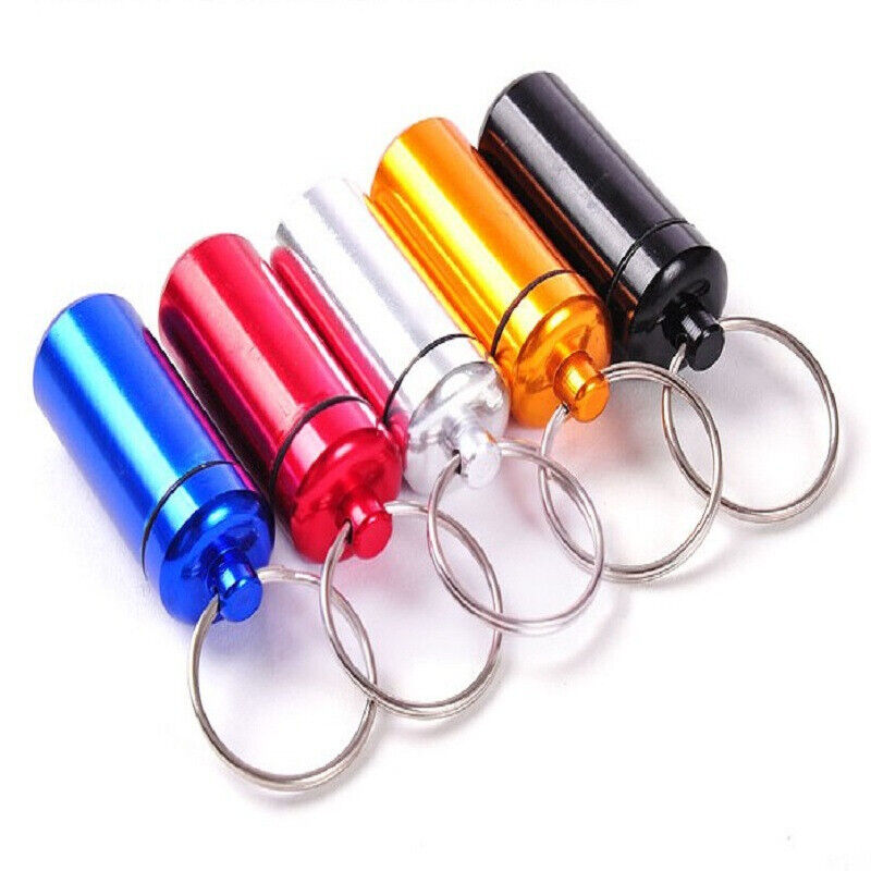 Waterproof Metal Pill Box Cache Holder Keychain Box Health Care Aluminum alloy