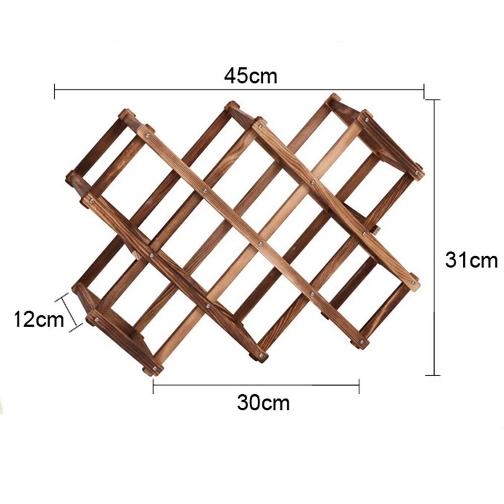 Folding Wooden Drink Bottle Holders Wine Rack 10 Bottle Holder Bar Display Shelf