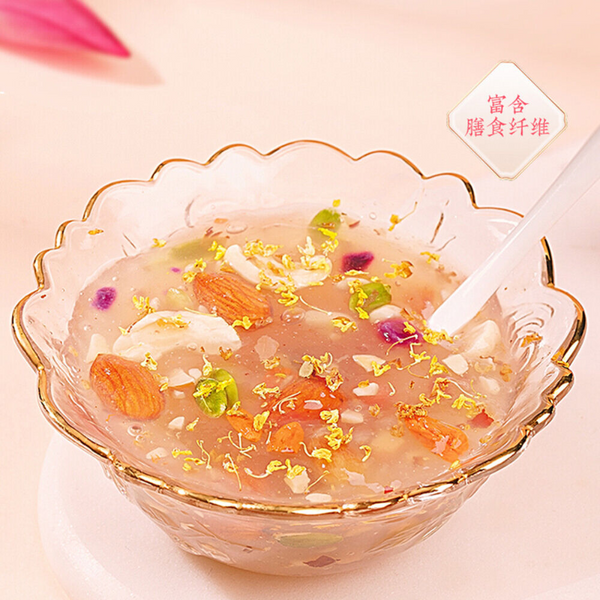 老金磨方桂花坚果藕粉羹玫瑰营养早餐莲藕粉Osmanthus rose nutritious breakfast lotus root powder health