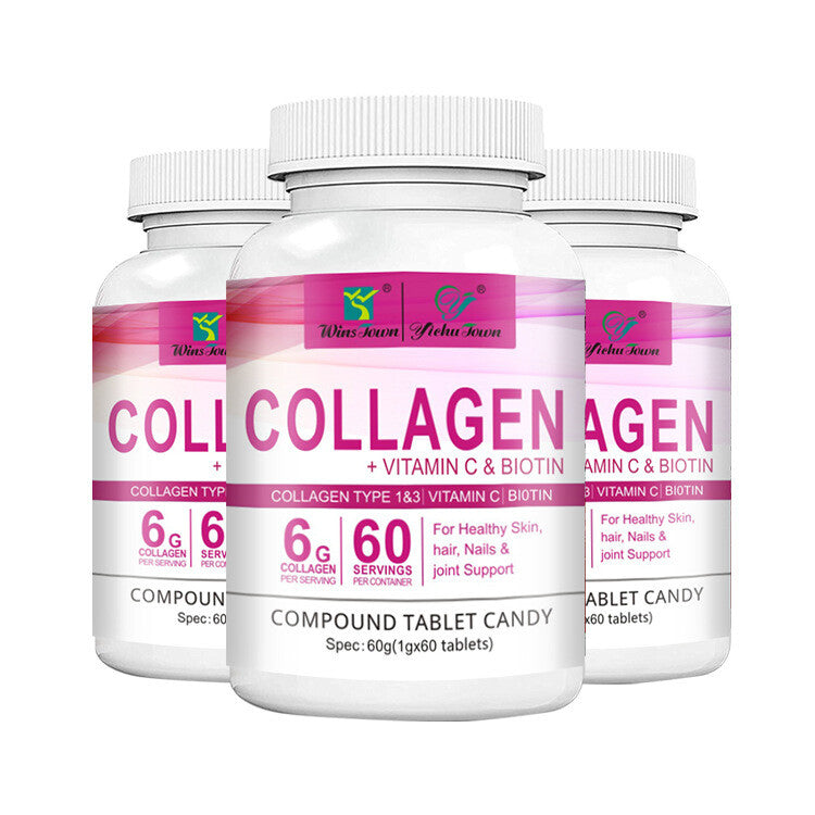 Collagen Vitamin C Biotin Tablets for Healthy Skin Hair Nail 60tablets/bottle Main image