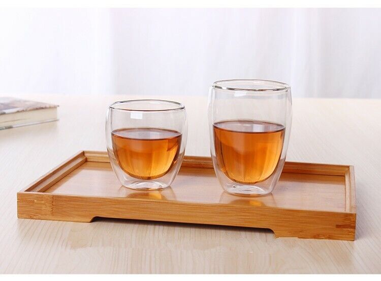 Tea Set Coffee Mugs Tea Cup Double Glass Cup Transparent Heat-resistant Wood Lid