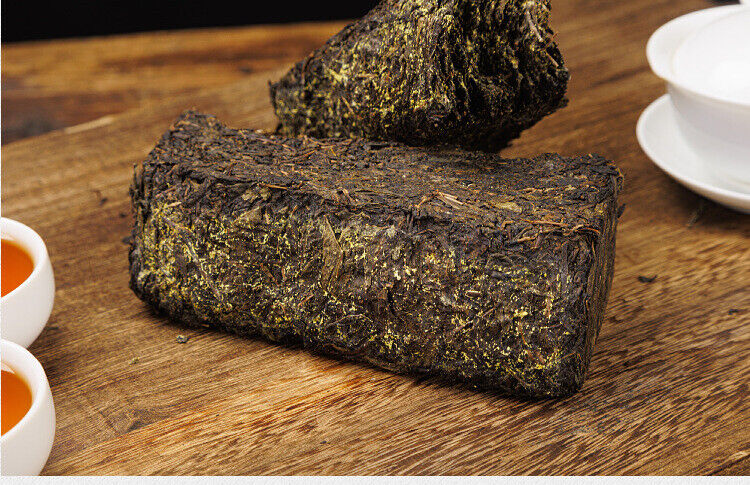 HelloYoung 1kg Hunan Anhua black tea authentic gold flower Por brick tea hand-built Por tea