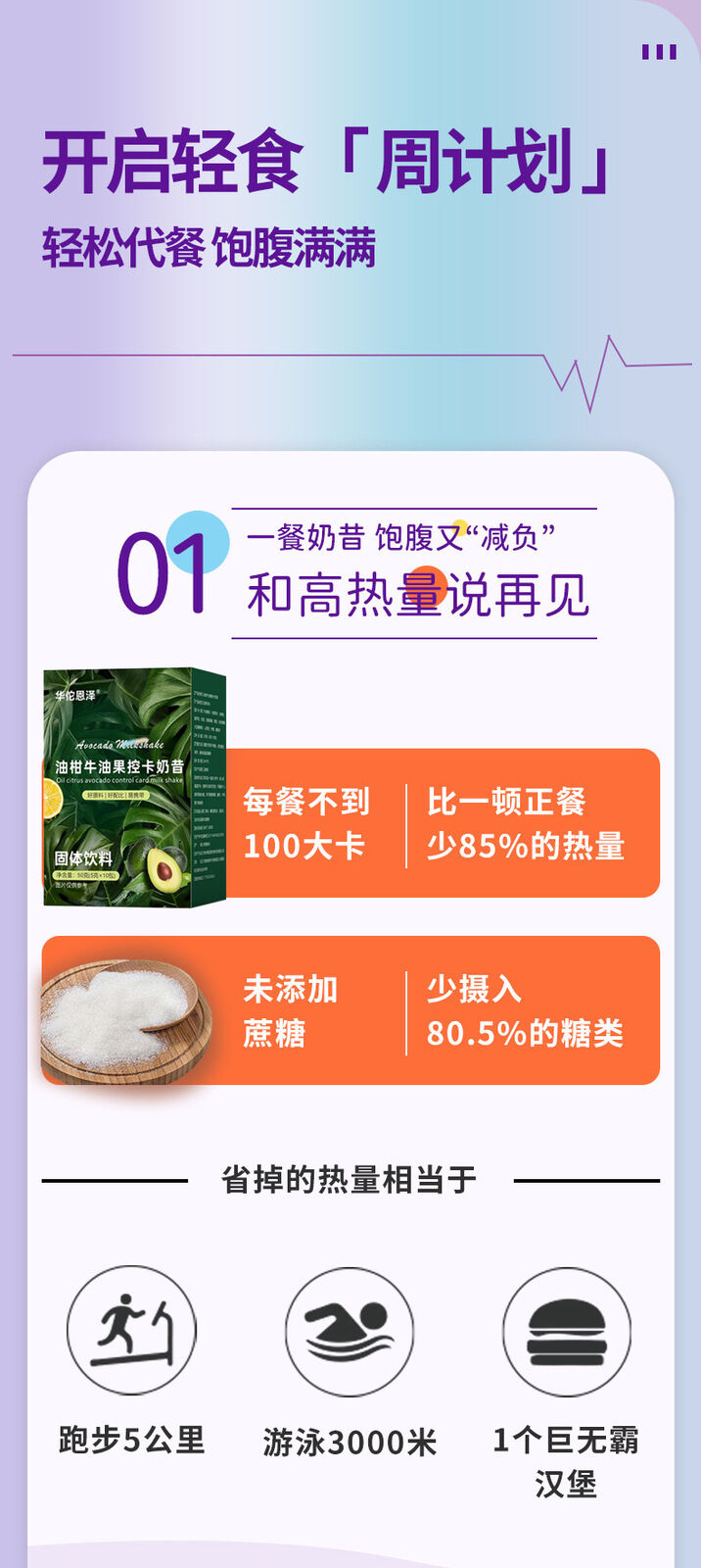 HelloYoung Oleander avocado control card shake meal replacement nutrition vegetarian 50g