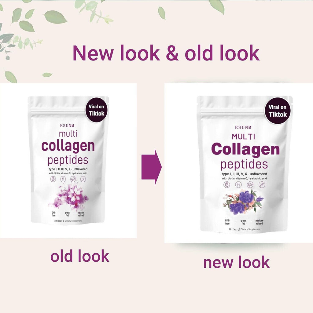 Multi Collagen Peptides Powder - Hydrolyzed Protein Peptides (Type I,II,III,V,X)