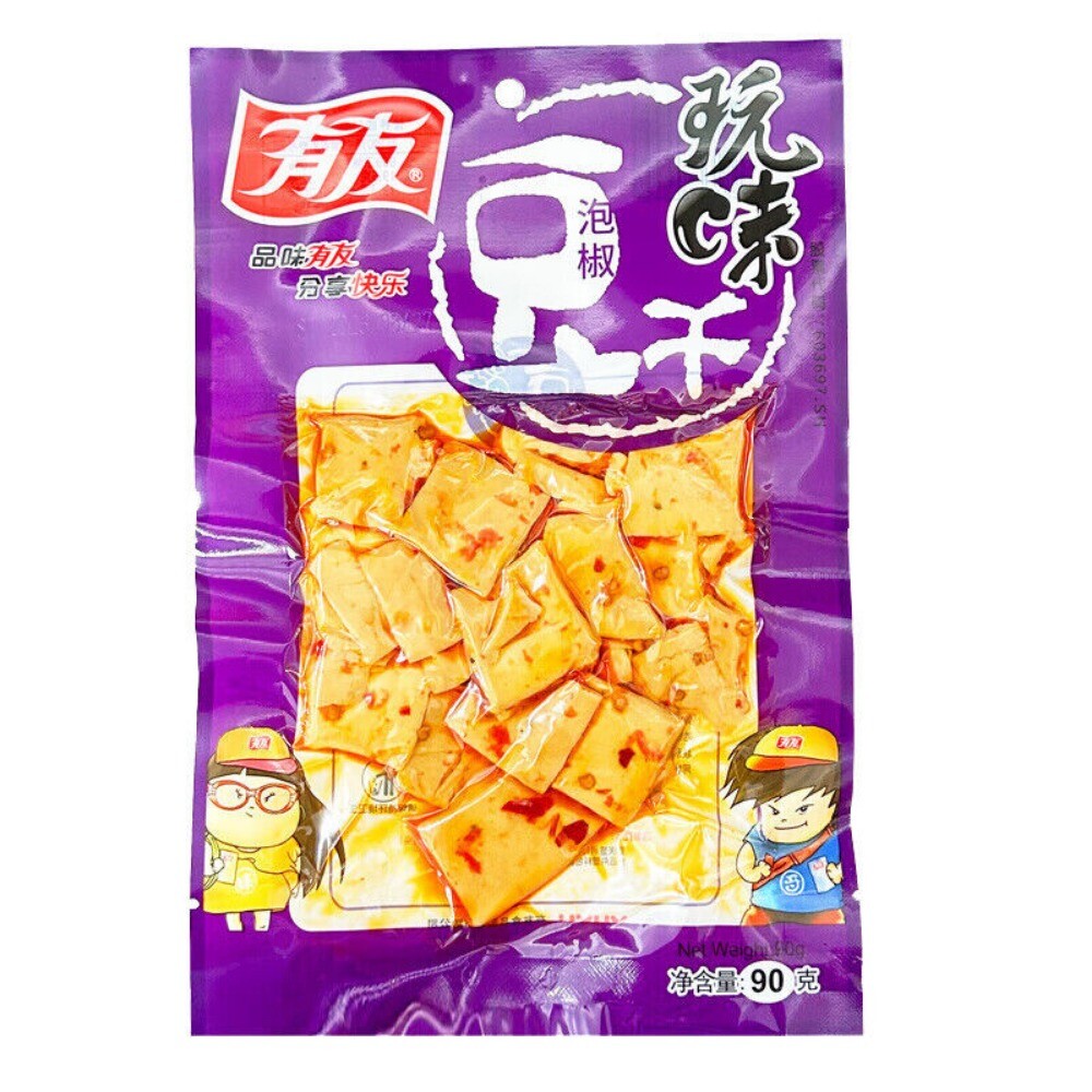 Youyou Flavored Tofu Jerky 90g Marinated Plant Protein Snack Convenient