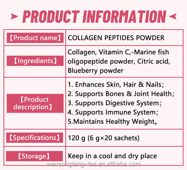 Collagen Peptides Powder Drink Whitening Glow Enzymes Proteins Powder 6g*20bags