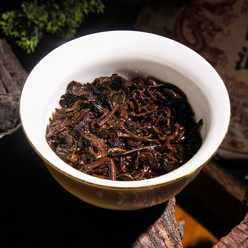HelloYoung 357g Yunnan Pu'er Ripe Tea Cake Menghai Ancient Golden Bud Ripe Tea Cake Ripe Pu