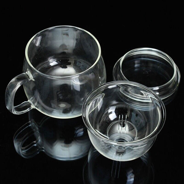 Teacup Tea Glass Cup Coffee Milk Cup with Tea Infuser Filter Lid Use for Home