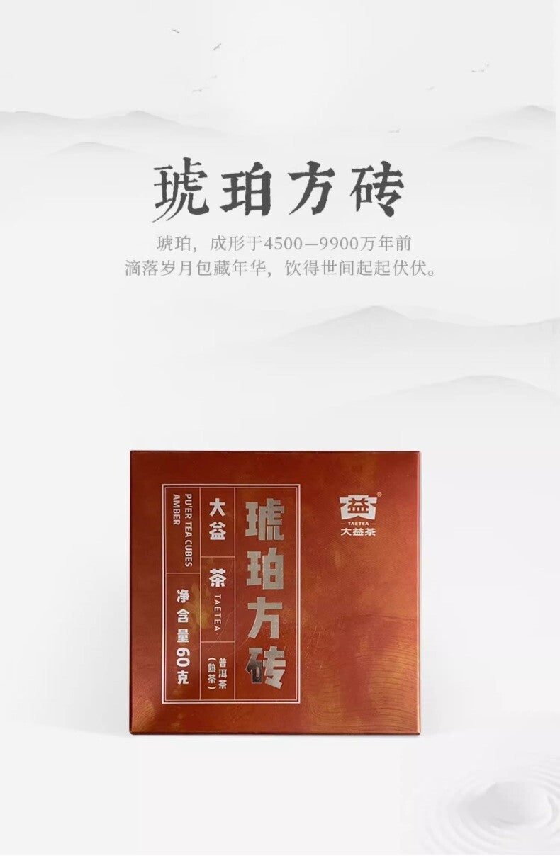 Daiyi Pu-erh Tea Amber Square Brick Ripe Yunnan Menghai 60g x 4 Bricks/Box