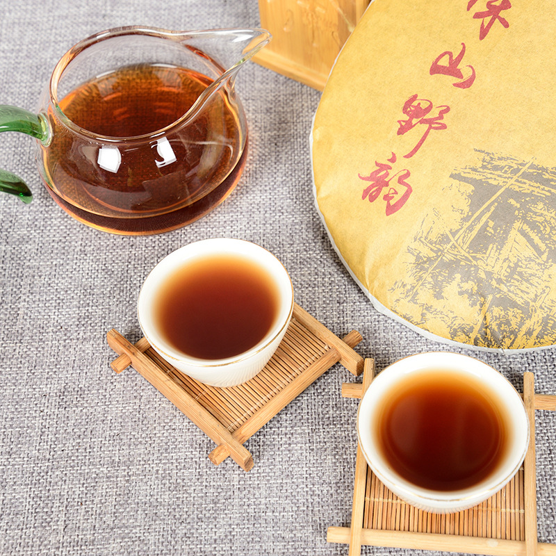Ripe Pu'er Tea  Tea Deep Mountain Wild Rhyme Ripe Seven Cakes Tea 357g/12.59oz