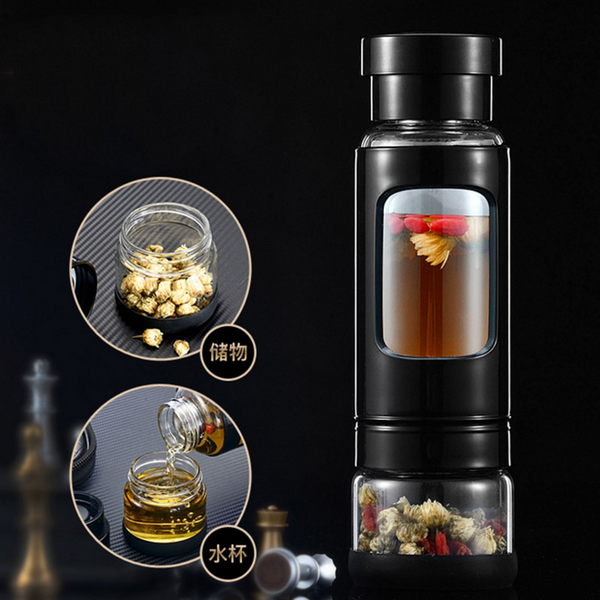 Tea Water Bottle Glass Water Bottle Tea Infuser Portable Heat-resisting 4 Colors