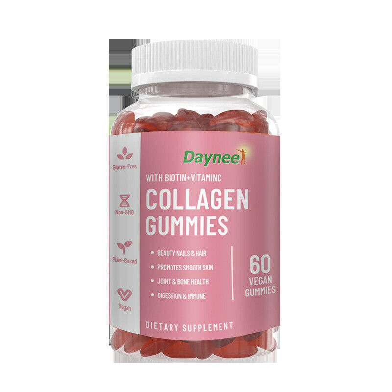 Biotin Vitamin C Collagen Gummies Nails Hair Skin Beauty 60 Vegan Capsules Main image