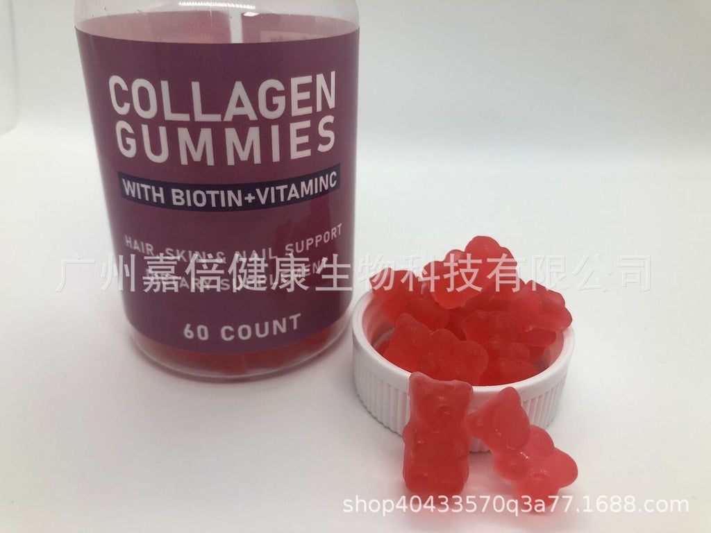 Collagen Gummies Biotin Collagen Hair Gummy Bears 60 Capsules