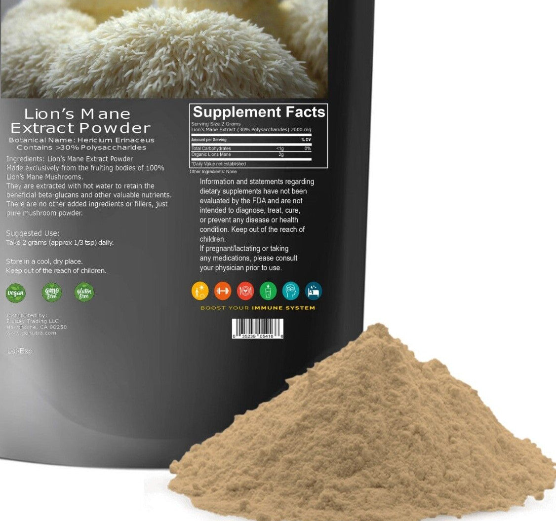 8.8oz Pure Extract for Focus & Cognitive Support Lion's Mane Mushroom Powder Main image